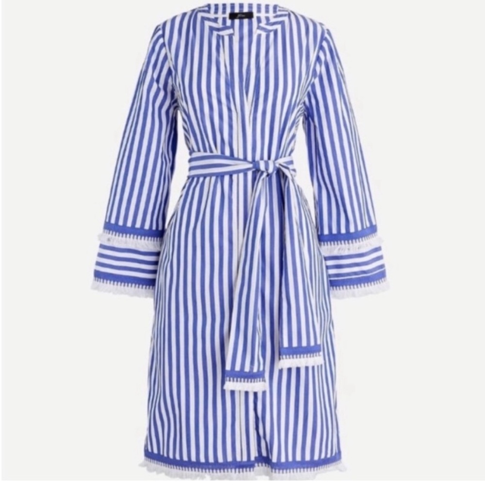 J Crew | Size 0, Blue and White Stripe Isola Poplin Dress